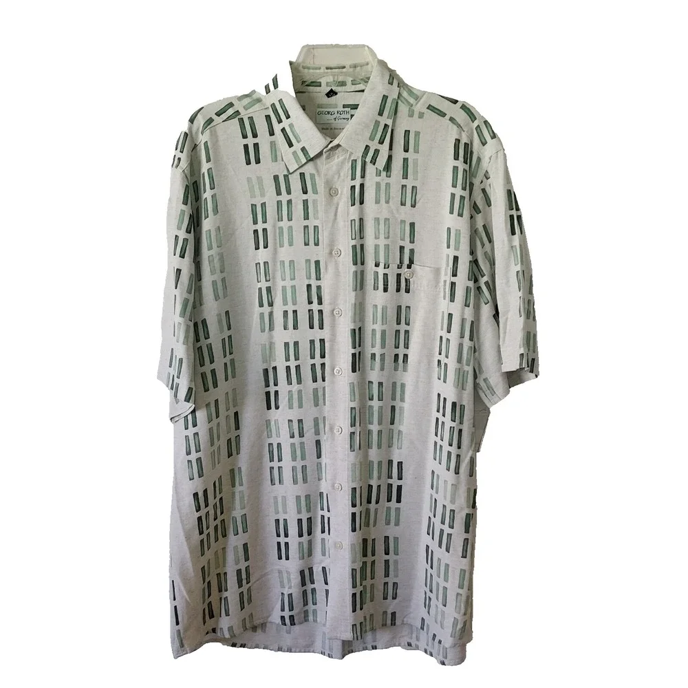 Georg Roth of Germany Shirt Men's‎ Large Linen Blend Abstract Striped  VTG Y2K